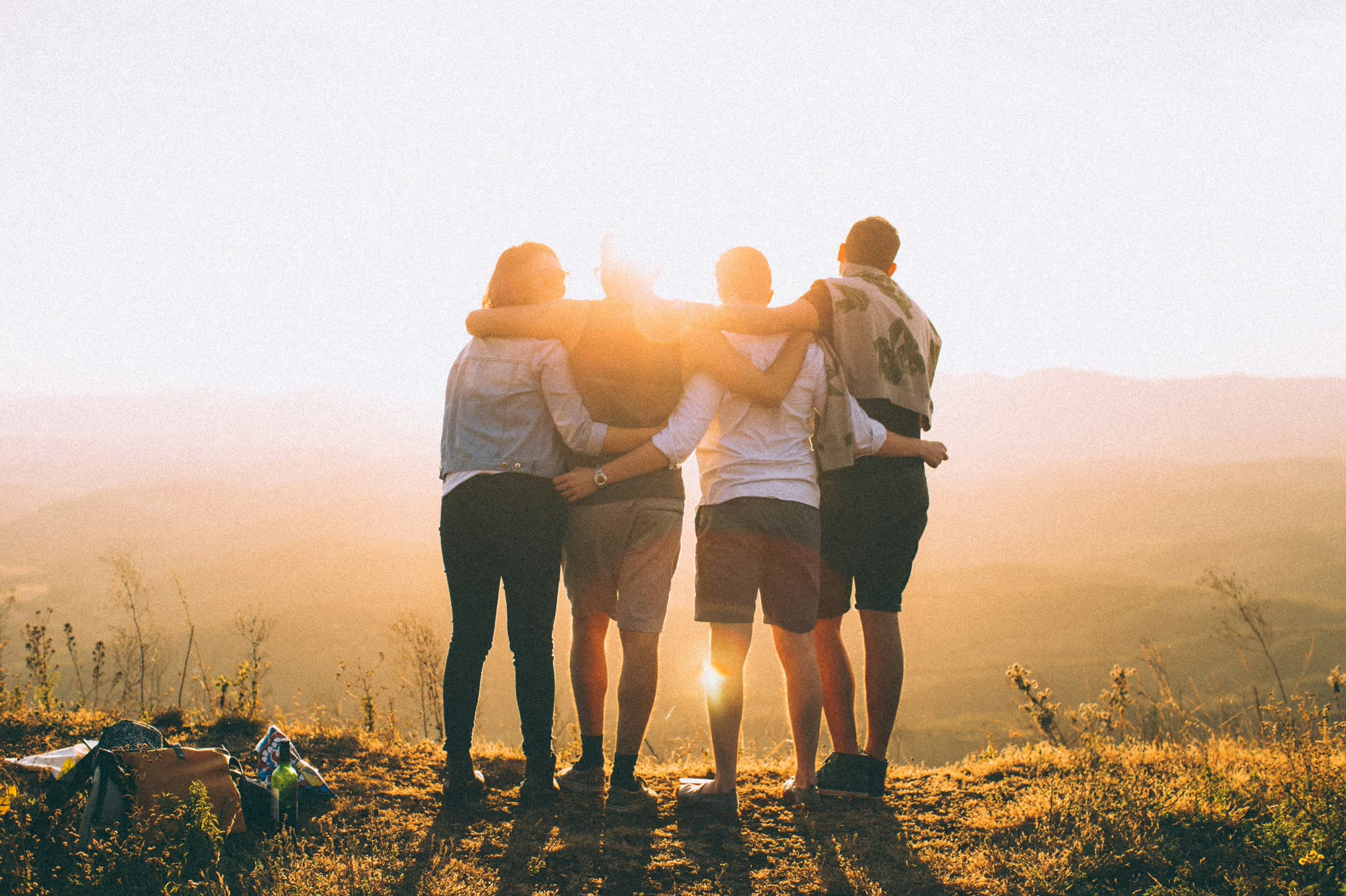 Friends together outdoors